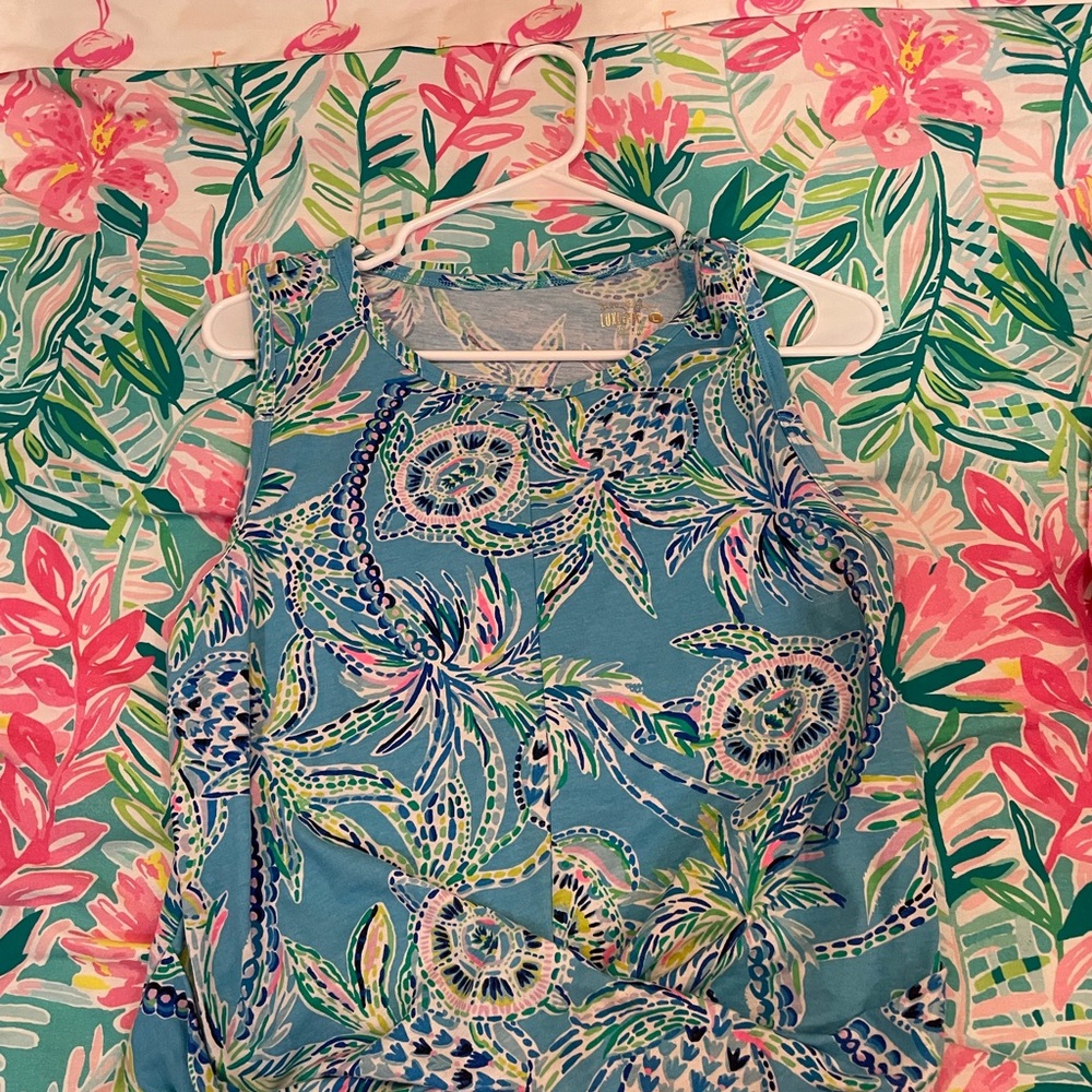 Tropical Blue Sleeveless Top Lilly Pulitzer luxletic tank large